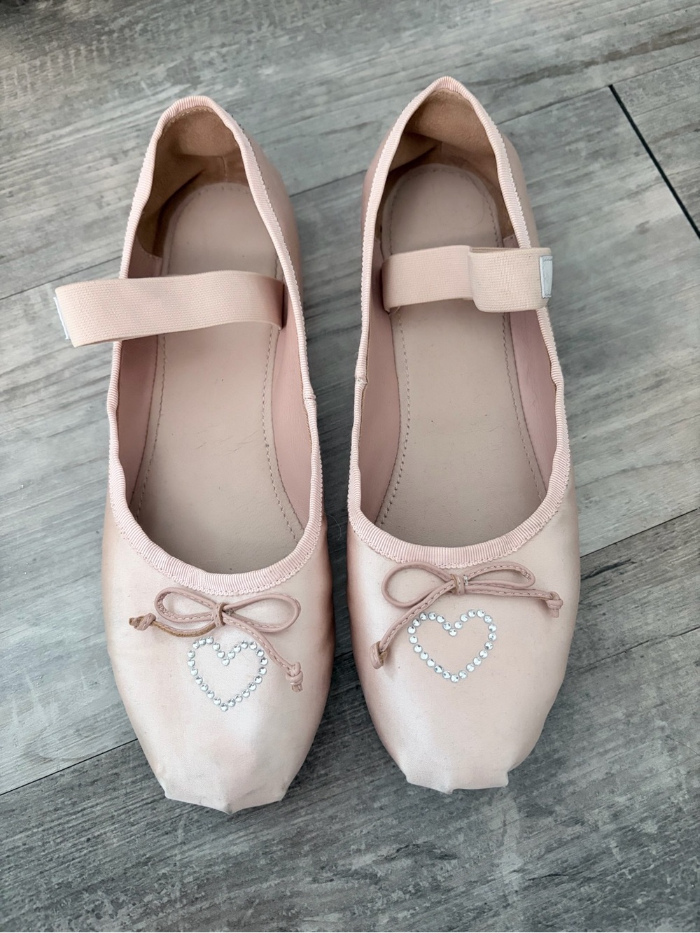 Praying heart rhinestone ballet flats
